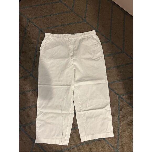 NEW Sag Harbor White Cotton Capri Crop Pants 10 - Picture 1 of 2